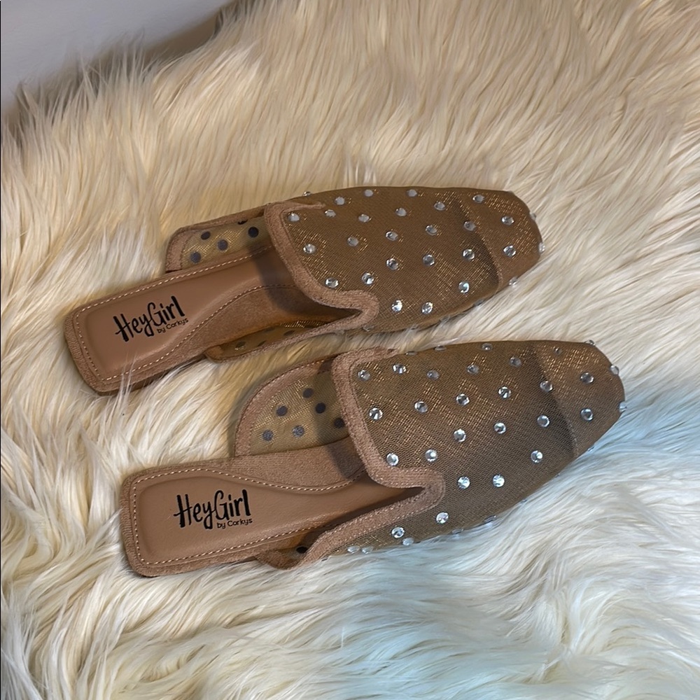 Corkys Tan Studded Mules